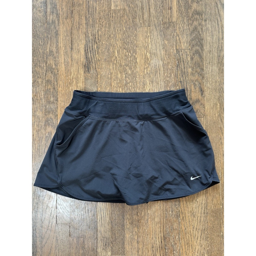 Nike Women's Running Skort Small Black Dri-FIT Tennis Golf Skirt Zipper Pocket